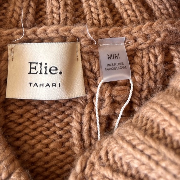 NWT Elie Tahari Camel Cable Knit Sweater M - Picture 8 of 12